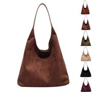 Generico Brown Suede Bag Built-in small SuedePurse - Women's Shoulder Hobo Bags, for Work Everyday (Coffee)