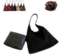 Generico Brown Suede Bag for Women, Retro Leisure Large Capacity Suede Shoulder Bag for Work, with Compartments (Black)