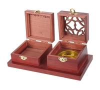 Generico Bruciatore di Incenso in Legno Rosso Vintage con Scatola Porta Incenso Quadrata Supporto per Bastoncini d'Incenso da Tavolo per Meditazione Relax e Decorazione Ufficio