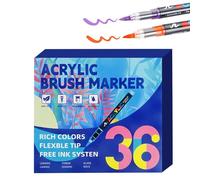 Generico Brush Acrylic Markers - 36 Colour Waterproof No-Bleed Art Pens, Vibrant Acrylic Paint Marker Set With Brush Tip, Smooth Flow + Easy Control, Durable Ink With Fade Resistant Finish Sturdy Bui