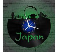 Generico BSTIT Stile giapponese Orologio da parete in vinile, Orologio da parete in vinile nero 12 pollici per camera da letto in soggiorno(12 inchs B with LED)