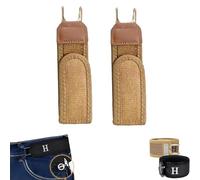 Generico Buckleless Belt Hook, Metal Hook Elastic Belt Unisex - Buckle-Less Invisible Closure, Adjustable Waist Belts for Work & Edc (Brown 2PC)
