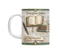 Generico Bücherliebhaber Kaffeebecher | 330 Ml Keramik Trinkgefäß,Kreative Kaffeetasse Mit Buchmotiv | Für Lehrer, Freunde, Leseratten, Zuhause, Im Büro, In Der Bibliothek