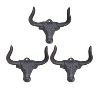 Genérico Bull Head Hooks -,Heavy Duty Hat Rack for Wall | 3 Bull Head Cast Iron Hooks, Set Of 3 Reusable Towel Hanger, Multifunctional Storage Organization For Living Room, Bedroom, Study