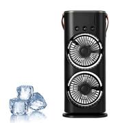 Generico Bullseyeair Portable Double Fan, 2025 New Portable Rechargeable Misting Fan, 600ml Tank/3 Spray Heads/3 Speed/Led Lights,For Office & Bedroom & Outdoor Cooling (black)