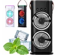 Generico Bullseyeair Portable Double Fan, 2025 Upgraded 3 in 1 Getbullseye Air Misting Fan, Rechargeable Double-Ended Spray Fans With 3 Speeds, 600ml Water Tank, For Home, Office, Bedroom (Black)