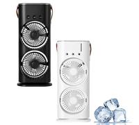 Generico Bullseyeair Portable Double Fan, 3 in 1 GetBullseyeair Fan, with Remote Control, 600ml Water Tank, for Home, Office, Bedroom (Black*White)