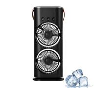Generico Bullseyeair Portable Double Fan, 3 in 1 GetBullseyeair Fan, with Remote Control, 600ml Water Tank, for Home, Office, Bedroom (Black)