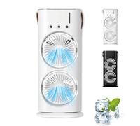 Generico Bullseyeair Portable Double Fan, 3-In-1 Rechargeable Misting Fan, With 3 Speed, 600ml Water Tank, for Home, Office, Bedroom (white)