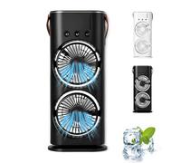 Generico Bullseyeair Portable Double Fan, 3-In-1 Rechargeable Misting Fan, With 3 Speed, 600ml Water Tank, for Home, Office, Bedroom (black)