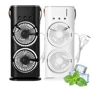 Generico Bullseyeair Portable Double Fan, Bullseyeair Rechargeable Misting Fan, 3 in 1 GetBullseyeair Fans, 3 Speed, with 600ml Tank, 3 Spray Heads, for Home, Office, Bedroom (Mix,Plug-in type)