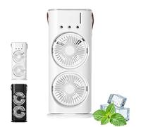 Generico Bullseyeair Portable Double Fan, Bullseyeair Rechargeable Misting Fan, 3 in 1 GetBullseyeair Fans, 3 Speed, with 600ml Tank, 3 Spray Heads, for Home, Office, Bedroom (White 1,Charging type)
