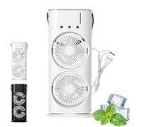 Generico Bullseyeair Portable Double Fan, Bullseyeair Rechargeable Misting Fan, 3 in 1 GetBullseyeair Fans, 3 Speed, with 600ml Tank, 3 Spray Heads, for Home, Office, Bedroom (White 1,Plug-in type)