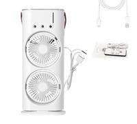 Generico Bullseyeairs Portable Double Fan, Upgraded 3 In 1 Getbullseyeair Fan, 3 Speed, 180° Dual Fans with 600ml Water Tank, Portable Double-Ended Spray Fans, for Home, Office, Bedroom (Plug In)