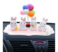 Generico Bunny Car Ornament | Fun Rabbit And Flower Car Decorations Interior- Resin Çar Dashboard Ornaments | Ćar Dashboard Ornaments With Mat, Čar Interior Accessories For Table Garden, Home