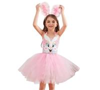 Generico Bunny Costume - Rabbit Suit | Kids Easter Bunny Costume With Ears Headband Tutu Paws 4-Pack For Halloween Party, Soft Plush Fabric, White Pink Purple Yellow