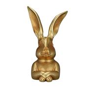 Generico Bunny Figurines - Easter Gold Funny Statues | Hand-Cast Synthetic Stone with High-Lustre Finish & Weighted Architectural Base for Kitchens, Living Rooms and Entryways