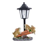 Generico Bunny Garden Statue, Solar Porch Figurine with LED Light, Resin Bunny Ornament Decor, Charming Outdoor Accent, for Women’s Birthday Housewarming Patio Lawn Yard Balcony