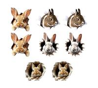 Generico Bunny Hole Wall Decal - Paper Peel & Stick Easter Rabbit Decoration | 8-Piece Removable Bunny Sticker Set for Home Party, Bedroom, Kitchen, Tile, Window, And Nursery