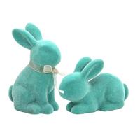 Generico Bunny Statue,2 Pieces Flocked Easter Animal Statue - Resin Bunny Sculpture - for Easter Home Tabletop Shelf Spring Display Party Centerpiece Tiered Tray