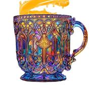 Genérico Bunte Trinkgläser - Religiöse Kaffeetasse - 400 ml Trinkglas Für Whisky Wein Tee Getränke Küche Outdoor Picknick Camping Pool