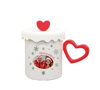 Generico ''Buon Natale amore mio'' Tazza Mug Natalizia Personalizzabile con Manico a Cuore Tappo in Silicone personalizzata con foto e frase latte thè tisana idea regalo natale