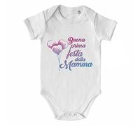 Generico Buona Prima Festa Della Mamma Body da Bimbo Bimba Personalizzato Idea Regalo Festa della Mamma 2023 SuperEroina Figli Compleanno Natale Nascita Neonato Tutina Body Simpatici e Divertenti