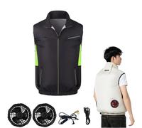 Generico Burtle fan jacket, Japanese fan jacket, Fan vest, 3 Speed Adjustment for Hot Weather Work (Black,L)