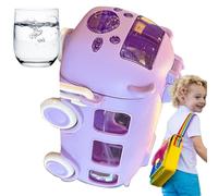 Generico Bus Water Bottle - 500ml Distinct Bus Shape Car Watering Cup With Straw And Strap - Hydration Assistant Water Bottle, Portable Solution Drinking Jug With Wheels For School, Sports Travel