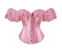 Generico Bustino Corsetto Donna Corsetti Top Gotico retrò Disossato Cuore Stringivita Modellante Pizzo Bustier con Coulisse Gioco Pirata