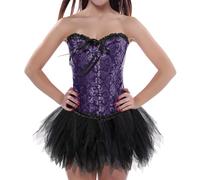 Generico Bustino Corsetto Donna Vintage Festa di Halloween Stretto Osso Plastica Underbust Satin Elegante Corsetti Top Push Up per E Natale Costumi