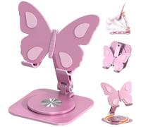 Generico Butterfly Adjustable Phone Stand for Desk,Multi-Angel Adjustable 360° Rotation Non-Slip Metal Phone Stand,Foldable Mobile Phone Holder,Height & Angle for All Smartphones & Tablets