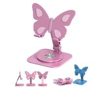 Generico Butterfly Phone Stand, Butterfly Adjustable Phone Stand, 360° Rotating Aluminum Alloy, Height & Angle Adjustable, Compatible with Smartphone and Tablet, for Home Office Travel (Pink)