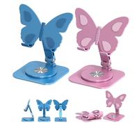 Generico Butterfly Phone Stand, Butterfly Adjustable Phone Stand, 360° Rotating Aluminum Alloy, Height & Angle Adjustable, Compatible with Smartphone and Tablet, for Home Office Travel (Mix)