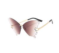 Generico Butterfly Sunglasses - Oversized Eyeglasses for Sun-Protection | Rimless Winged Silhouette with Gradient Tinted Lenses & Lightweight Temples for Driving, Festivals, Vacations and Summer