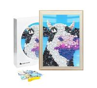 Generico Button Art Painting Kit 18x12cm Resin Cow Family Interaction Craft Kit with Framed Pattern Board for Living Room Bedroom Classroom Boys Girls Kids