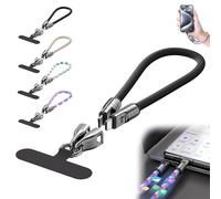 Generico C to C 240W Charging Cable with Wearable Bracelet Design, Includes Lanyard Patch, Plug & Go, Fast 240W Charging, 480Mbps Data Transfer, for Laptop, Tablet & Phone (0.3m/11.81in-Black B)