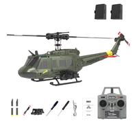 Generico C032 Elicottero RC per Adulti, UH-1 6CH Elicottero RC Militare in Scala con stabilizzazione giroscopica, Regalo per Gli Appassionati di Militari,Verde,2 Battery