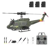 Generico C032 Elicottero RC per Adulti, UH-1 6CH Elicottero RC Militare in Scala con stabilizzazione giroscopica, Regalo per Gli Appassionati di Militari,Verde,3 Battery