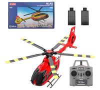 Generico C190 1/30 RC Elicottero per Adulti, H145 6CH Flybarless Aeromobili telecomandati con Lama Singola, Altitude Hold e Flusso Ottico,Red & White,2 Battery