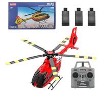 Generico C190 1/30 RC Elicottero per Adulti, H145 6CH Flybarless Aeromobili telecomandati con Lama Singola, Altitude Hold e Flusso Ottico,Red & White,3 Battery
