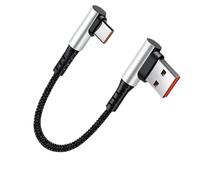 Generico Câble De Chargement Type C - 0,25 M, 6A, Nylon Tressé - Câble USB C Court À Angle Droit, Charge Rapide Et De Données Pour PC, Ordinateur Portable, Powerbank, Voiture Et Jeux Mobiles