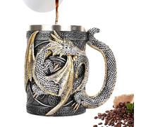 Generico Caffè Drago,Caffè Birra 3D con Design di Drago - Bicchiere in Acciaio Inossidabile da 568ml per Temi Fantasy, Ideale per Feste a Tema e Regalo Originale per Appassionati di Draghi
