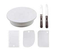 Generico Cake Baking Supplies， Piatto Girevole for Torte in plastica, Set di Utensili da Cucina, Supporto Fai da Te, Stampo Rotante, Stabile, Antiscivolo, Tavolo Rotondo,for Home Bakers(White Set)