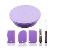 Generico Cake Baking Supplies， Piatto Girevole for Torte in plastica, Set di Utensili da Cucina, Supporto Fai da Te, Stampo Rotante, Stabile, Antiscivolo, Tavolo Rotondo,for Home Bakers(Purple Set)