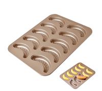 Generico Cake Molds For Baking - Banana Shape 10 Cavity Carbon Steel Baking Pan | Shape Mold For Bread Pudding Dessert Making Kitchen Home Tool