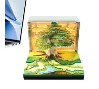 Generico Calendario 3D Time Piece 2026 con Blocco Note, Mini Calendario Da Scrivania Strappabile 3D, Planner per Appunti Tracker Abitudini Segnalibro a Forma Casa sull'Albero