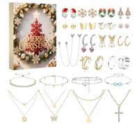 Generico Calendario Natalizio, Orecchini Braccialetti Della Collana Set Con Conto Alla Rovescia Di 25 Giorni 25x21x2,6 Cm, Per I Gioielli Per Le Vacanze, Ricordi Memorabili Per Le Vacanze, Stagionali