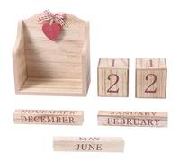 Generico Calendario Perpetuo Cambio Data Manuale in Legno Decorazione Unica Stile Retrò Complemento D'arredo Vintage per Scrivania Scuola e Soggiorno