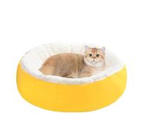 Generico calmante per cani | Cuccia per gatti lavabile antiscivolo rotonda per cani | Comodo cuscino per canile giallo soffice per il riscaldamento autunno inverno calmante per